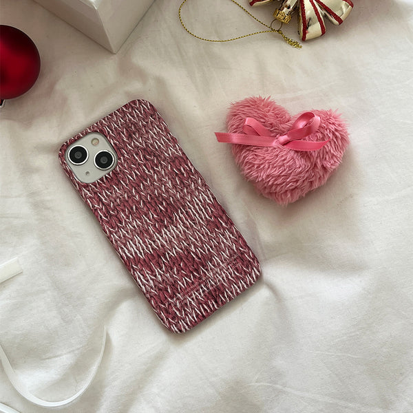 [Mademoment] Hairy Pink Knit Design Phone Case