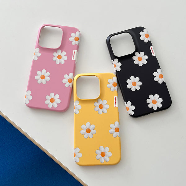 [THENINEMALL] Marguerite Flower Pattern Hard Phone Case (2 types)