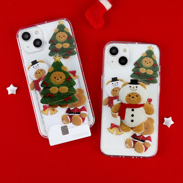 [THENINEMALL] Pattern Happy Holiday Gummy Clear Phone Case (3 types)