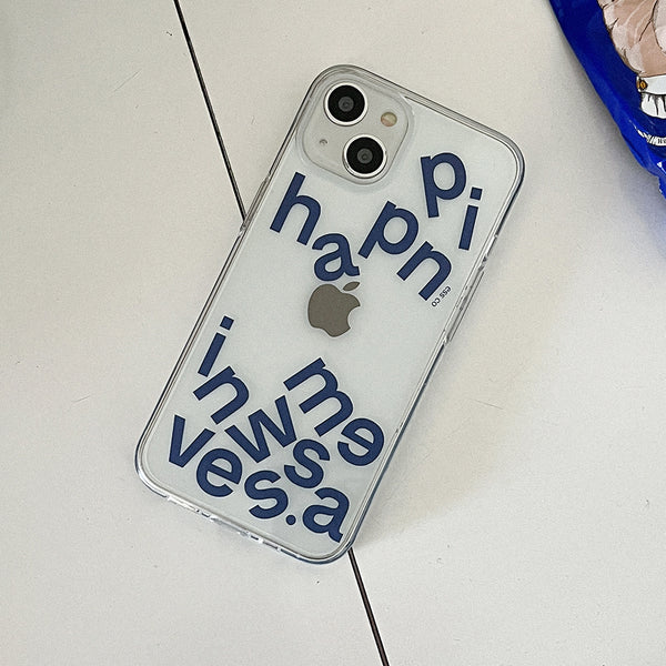 [Mademoment] Wave Of Happiness Lettering Design Clear Phone Case (3 Types)