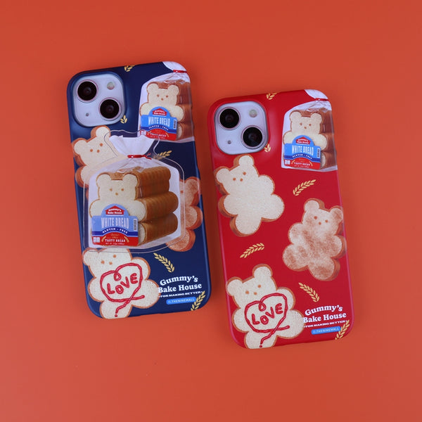 [THENINEMALL] Pattern Bread Gummy Hard Phone Case (2 types)