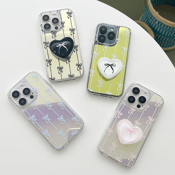 [Mademoment] Line Ribbon Pattern Design Glossy Mirror Phone