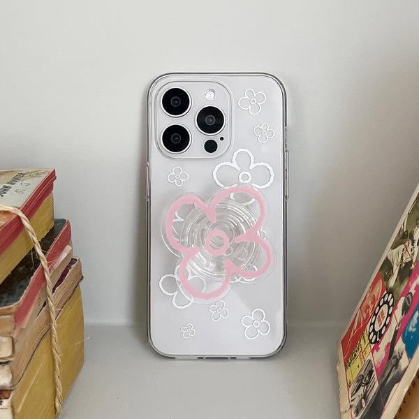 [Mademoment] Flower Doodle Pattern Design Clear Phone Case (3 Types)