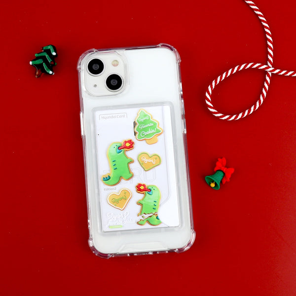 [THENINEMALL] Raptor Cookie Pattern Clear Phone Case (4 types)