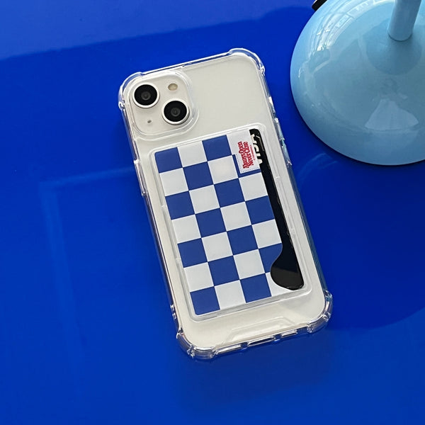 [THENINEMALL] Basic Checkerboard Label Clear Phone Case (1 type)