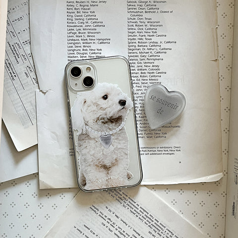 [Mademoment] Puppy Souvenir Pendant Design Clear Phone Case (4 Types)