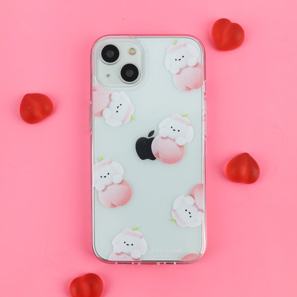 [THENINEMALL] Pattern Peach Ppokku Clear Phone Case (3 types)