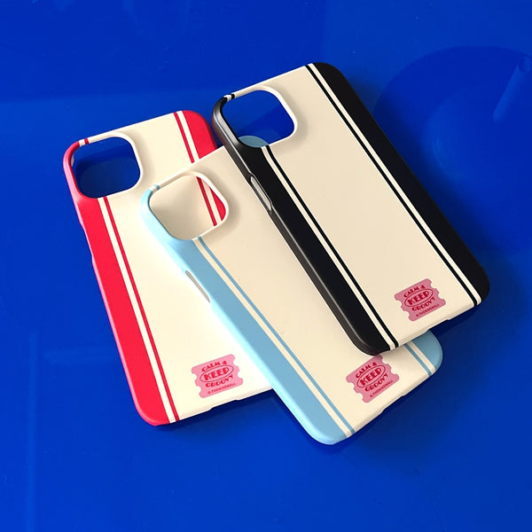 [THENINEMALL] Vintage Stripe Label Hard Phone Case (2 types)