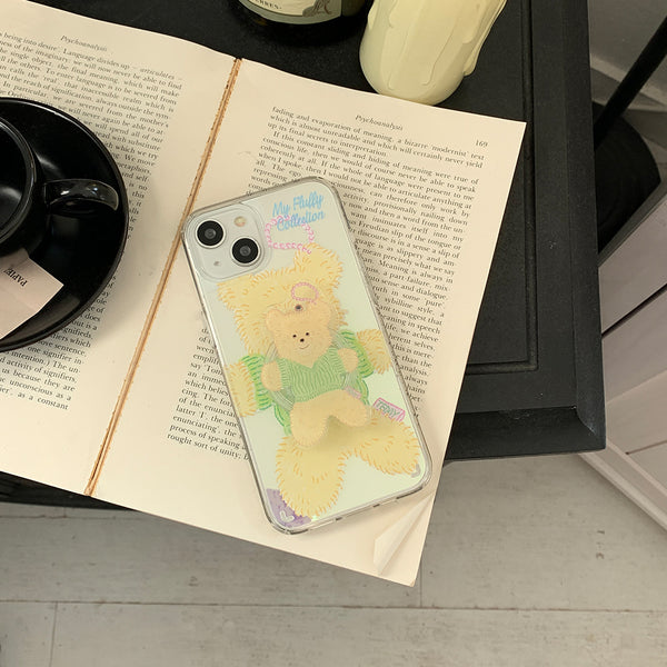 [Mademoment] Big Knit Bear Design Glossy Mirror Phone