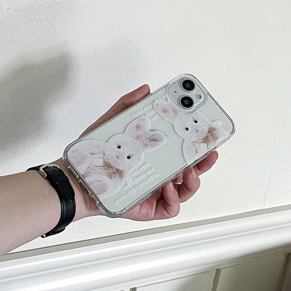 [Mademoment] Make Happy Bunny Design Clear Phone Case (3 Types)