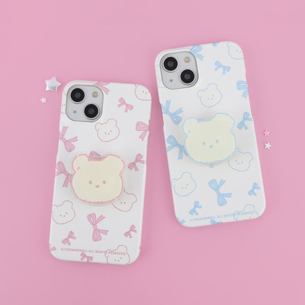 [THENINEMALL] Lovely Ribbon Pattern Hard Phone Case (2 types)