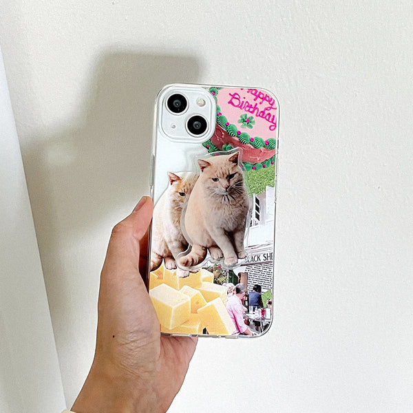 [Mademoment] Lazy Cat Design Clear Phone Case (3 Types)