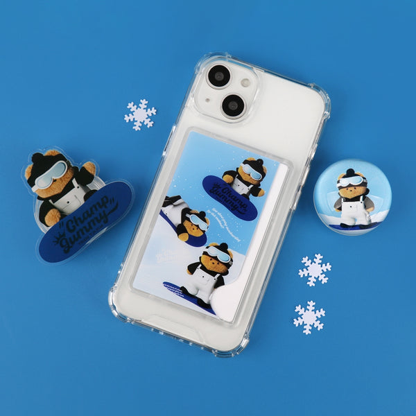 [THENINEMALL] Pattern Snowboarder Gummy Clear Phone Case (4 types)