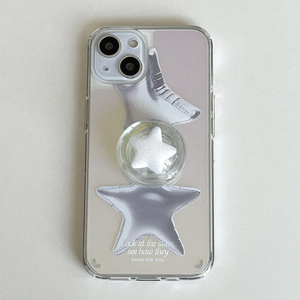 [Mademoment] Balloon Shinning Star Design Glossy Mirror Phone Case