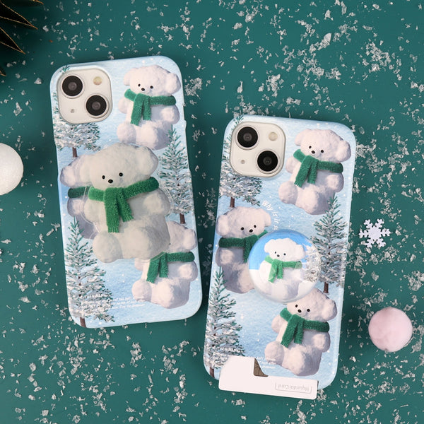 [THENINEMALL] Pattern Puppy Snowman Hard Phone Case (2 types)