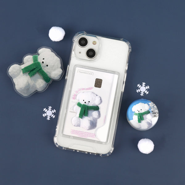 [THENINEMALL] Puppy Snowman Clear Phone Case (4 types)