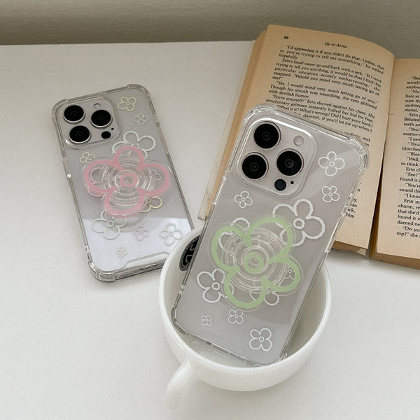 [Mademoment] Flower Doodle Pattern Design Clear Phone Case (3 Types)