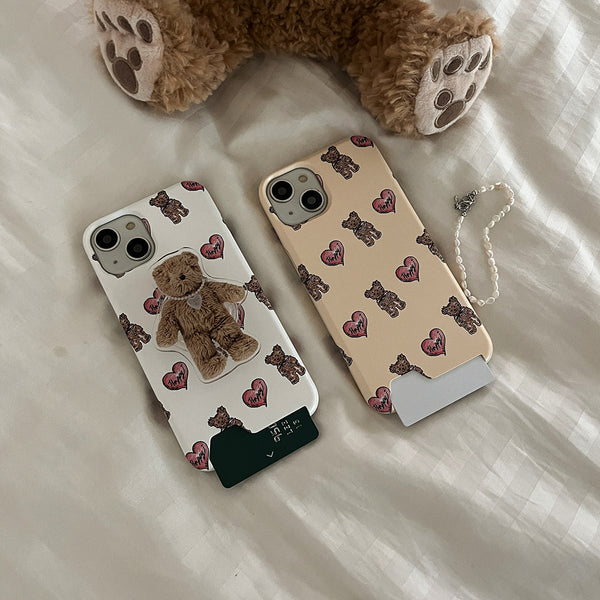 [Mademoment] Heart Teddy Pattern Design Phone Case