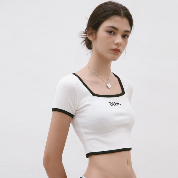 [NOIRNINE] Bébé Square Neck Ribbed Top (2 Colours)