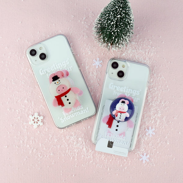 [THENINEMALL] Greetings Windy Snowman Clear Phone Case (4 types)