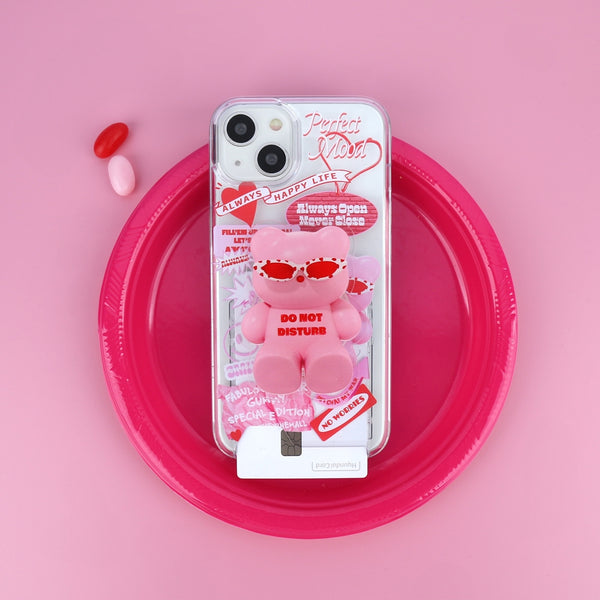 [THENINEMALL] Pink Gummy Sitcker Clear Phone Case (3 types)