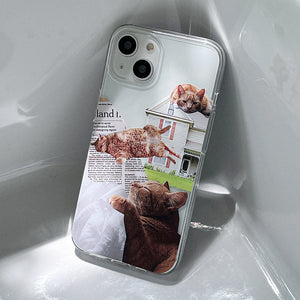 [Mademoment] Lazy Cat Design Clear Phone Case (3 Types)