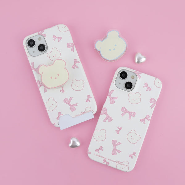 [THENINEMALL] Lovely Ribbon Pattern Hard Phone Case (2 types)