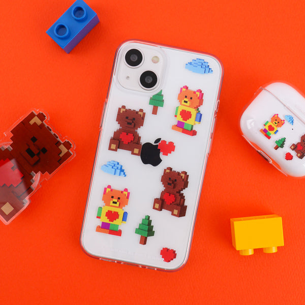 [THENINEMALL] Pattern Cube Gummy Clear Phone Case (3 types)