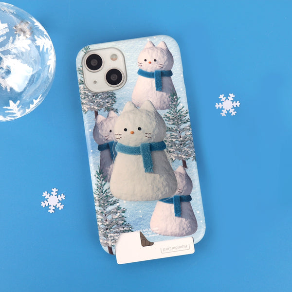 [THENINEMALL] Pattern Hey Cat Snowman Hard Phone Case (2 types)