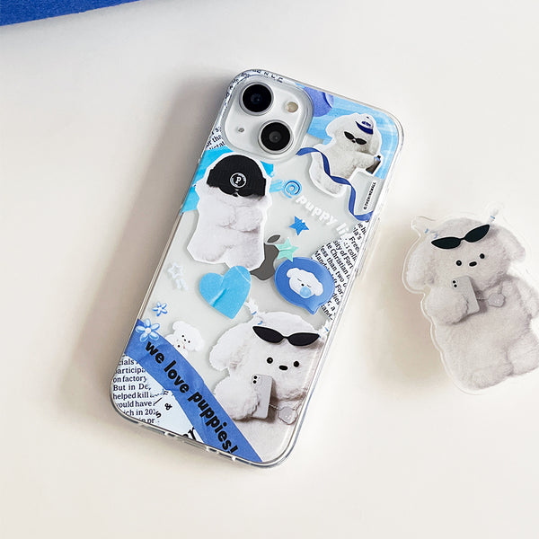 [THENINEMALL] Puppy Collage Clear Phone Case (3 types)