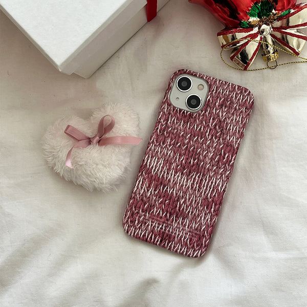 [Mademoment] Hairy Pink Knit Design Phone Case