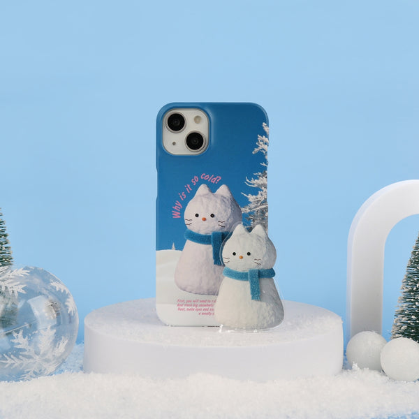 [THENINEMALL] Hey Cat Snowman Hard Phone Case (2 types)