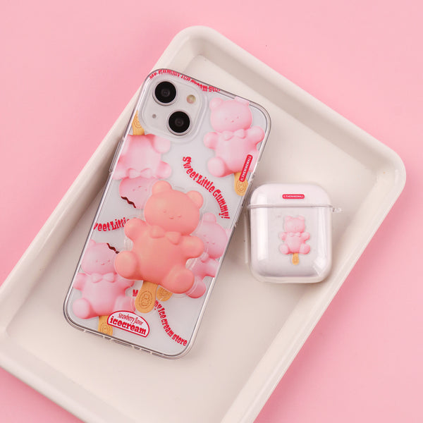 [THENINEMALL] Pattern Ice Cream Gummy Clear Phone Case (3 types)