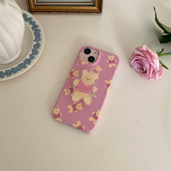 [Mademoment] Pattern Knit Bear Keyring Design Phone Case