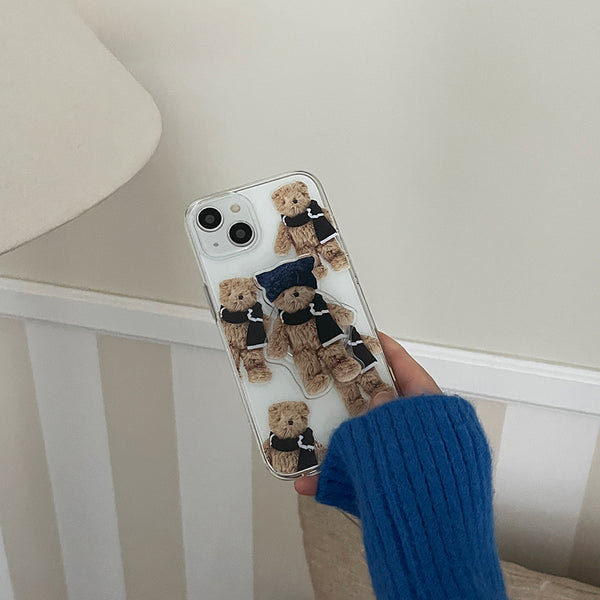 [Mademoment] Pattern Winter Fluffy Teddy Design Clear Phone Case (3 Types)