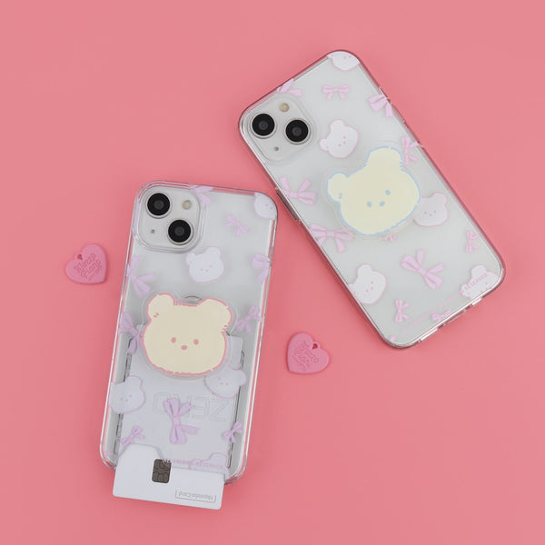 [THENINEMALL] Lovely Ribbon Pattern Clear Phone Case (3 types)