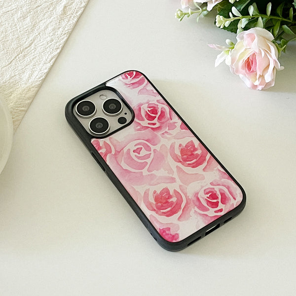 [Mademoment] Rose Watercolor Design Bumper Phone Case