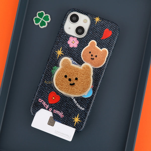 [THENINEMALL] Pattern Denim Patch Hard Phone Case (2 types)