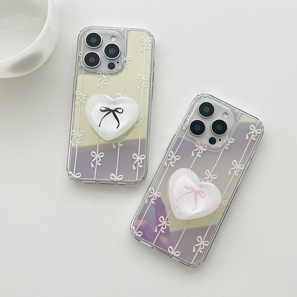 [Mademoment] Line Ribbon Pattern Design Glossy Mirror Phone