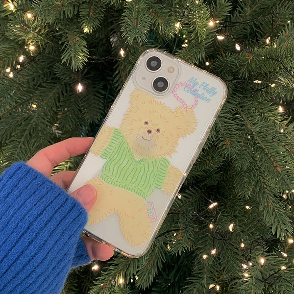 [Mademoment] Big Knit Bear Design Clear Phone Case (3 Types)