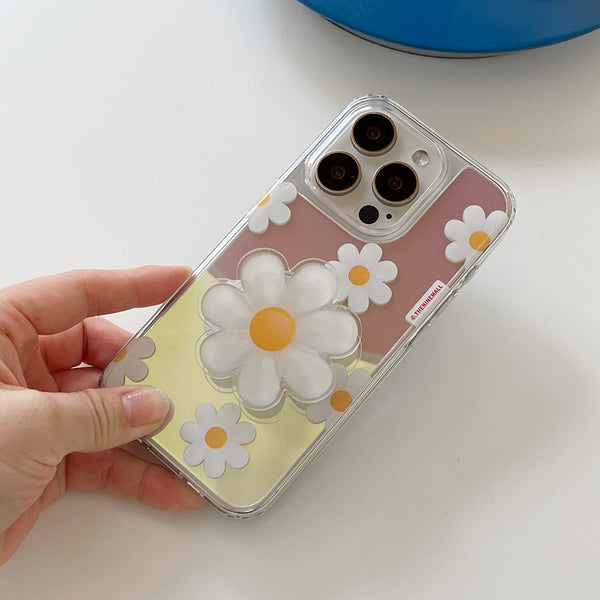 [THENINEMALL] Marguerite Flower Pattern Mirror Phone Case