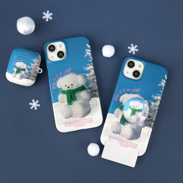 [THENINEMALL] Puppy Snowman Hard Phone Case (2 types)