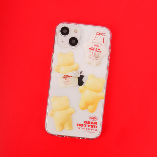 [THENINEMALL] Pattern Butter Gummy Clear Phone Case (3 types)