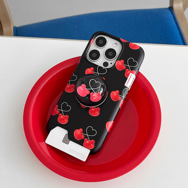 [THENINEMALL] Cherry Face Gummy Hard Phone Case (2 types)