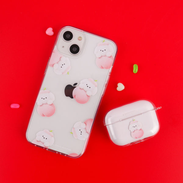 [THENINEMALL] Pattern Peach Ppokku AirPods Clear Case