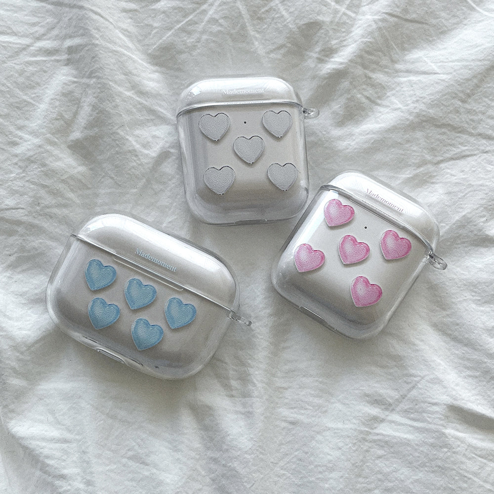 [Mademoment] Pure Love Pattern Design Clear AirPods Case