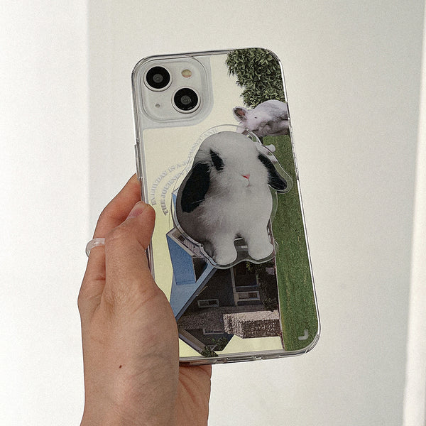 [Mademoment] House Rabbit Design Glossy Mirror Phone Case