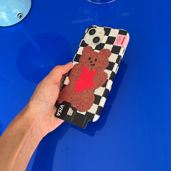 [THENINEMALL] Gummy Checkerboard Rug Hard Phone Case (2 types)