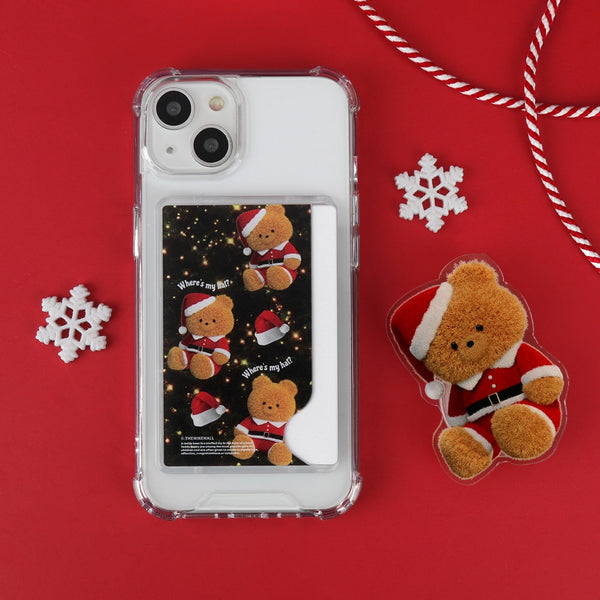 [THENINEMALL] Pattern Santa Hat Gummy Clear Phone Case (4 types)