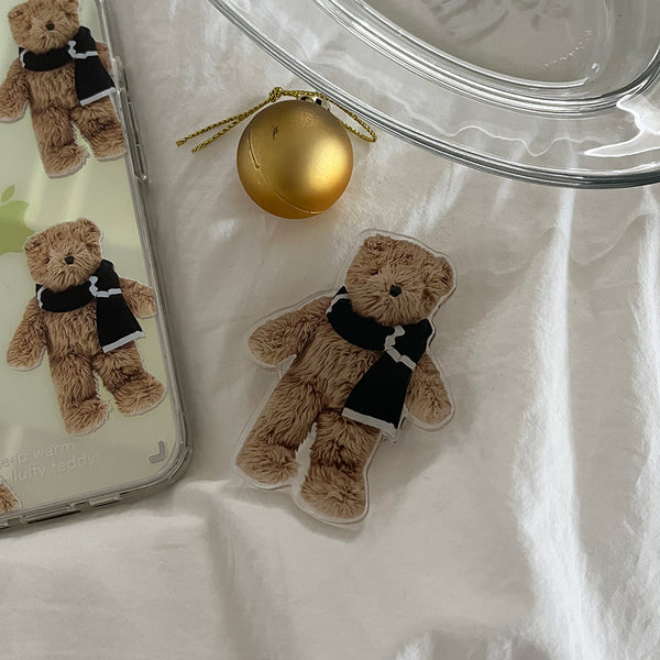 [Mademoment] Pattern Winter Fluffy Teddy Design Glossy Mirror Phone